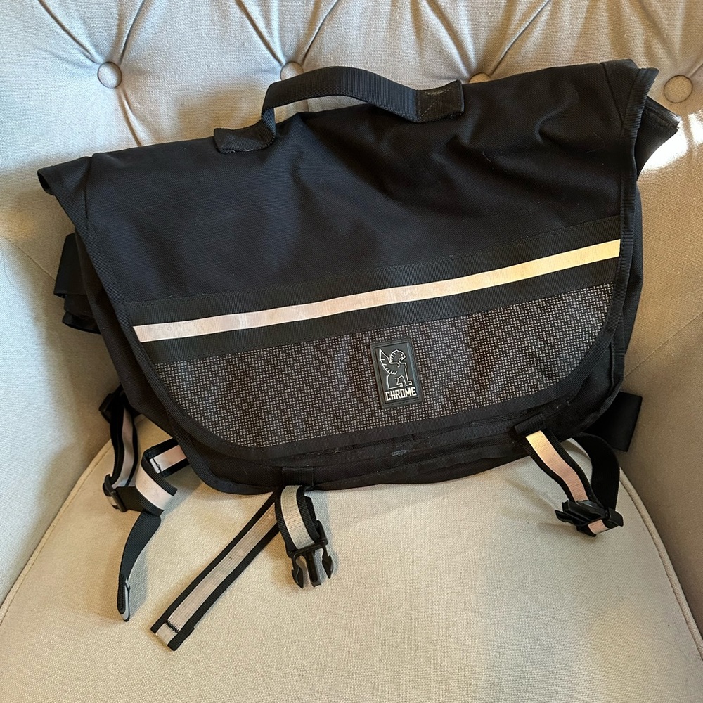 Chrome crossbody backpack with buckle